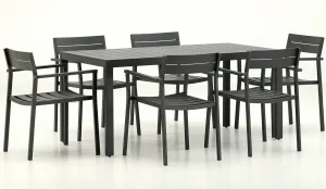 Conjunto de mesa y sillas de jardin de aluminio  6 personas