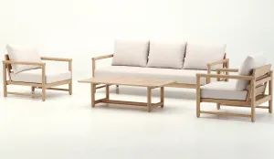 Conjunto de muebles para exteriores completo para 5 personas de madera de eucalipto
