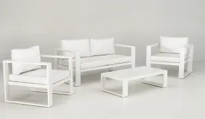 Set muebles de jardín en tejido náutico en blanco
