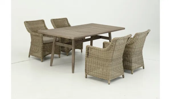 Conjunto de jardín de Mesa rectangular de 120 cm y 6 sillas Java