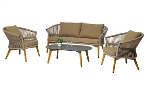 Set jardín para 4 personas aluminio imitando madera