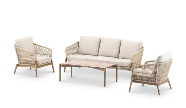 Set exterior de aluminio imitando la madera 4 piezas