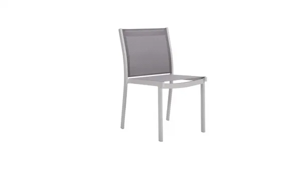 Silla exterior aluminio blanca y taupé con textilene sin brazos