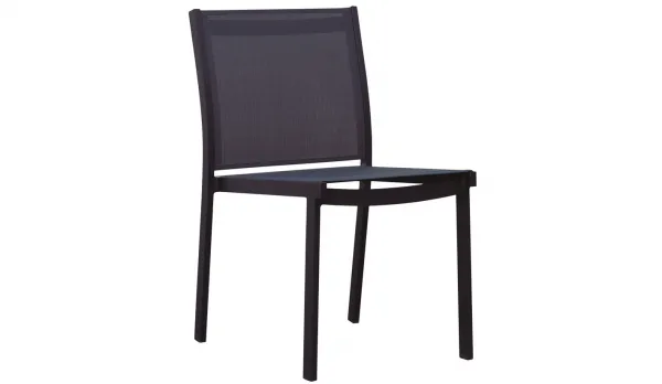Silla exterior aluminio negro con textilene sin brazos