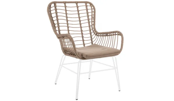 Silla de jardín con respaldo alto Acero-Rattan