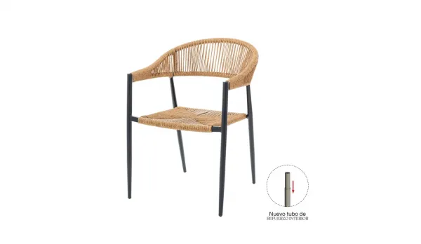 Silla de aluminio con rattán sintético