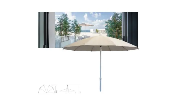 Parasol redondo de textilene Beige