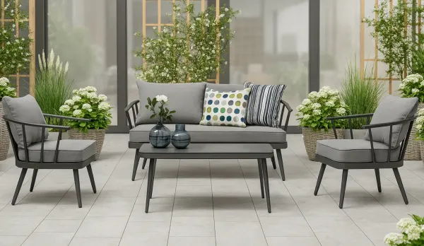 Set para 4 personas de aluminio