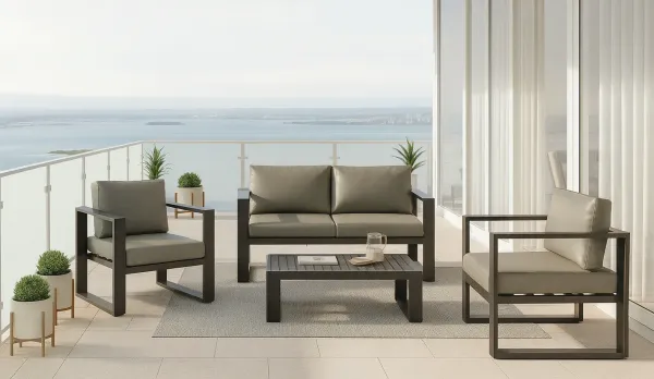 Set jardín en tejido náutico en gris