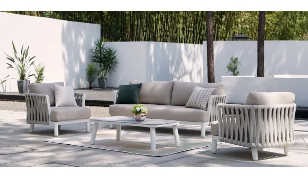 Set sofás de terraza con cuerda 4 piezas (2 colores)
