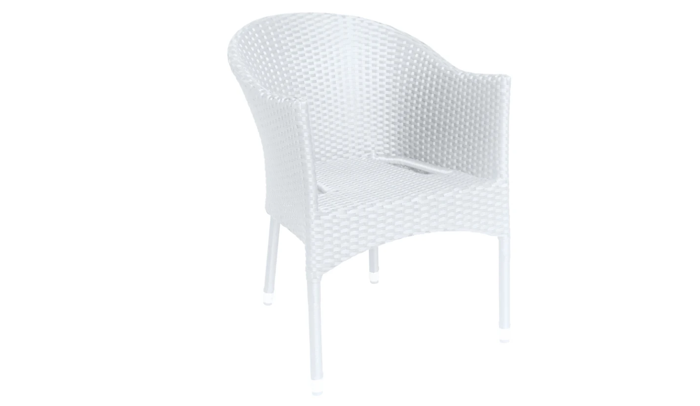 silla de terraza de rattan blanco