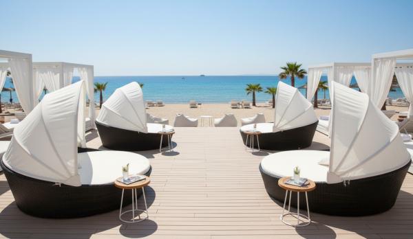 Cama jardín exterior de rattan