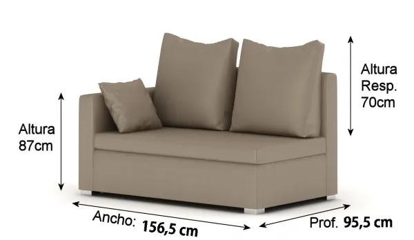 Sofá "komfort" 2 plazas brazo derecho