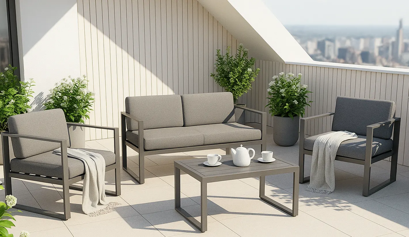 Set de aluminio en blanco o gris