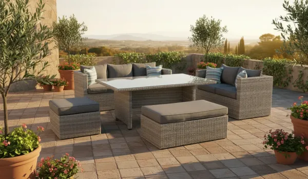 Set comedor exterior para 8 comensales