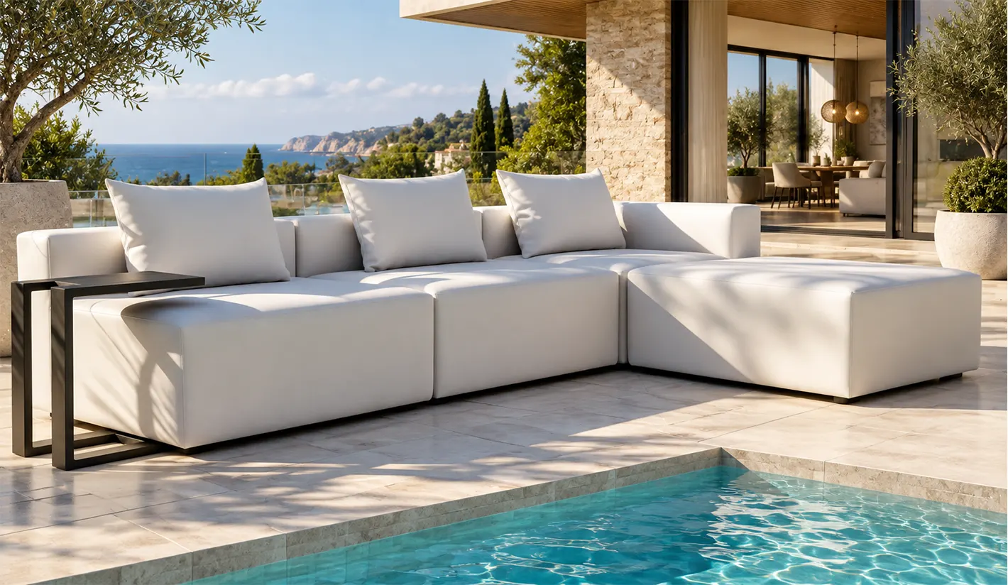 Conjunto muebles de jardín 4 módulos 103 x 103 cm. color FILTECH BLANCO