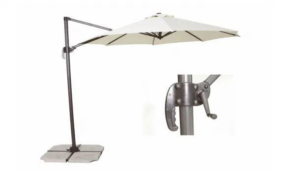 Parasol excéntrico en blanco o taupé 250 cm.
