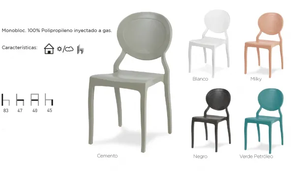 Silla de polipropileno con respaldo redondo