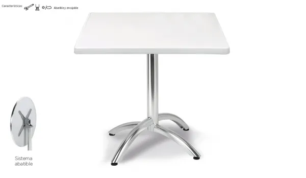 Mesa completa  con base de aluminio abatible y tablero de werzalit
