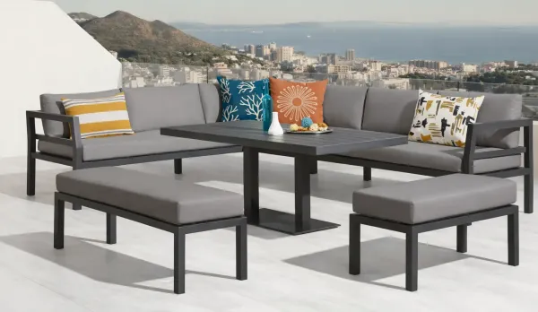 Rinconera comedor exterior con bancos