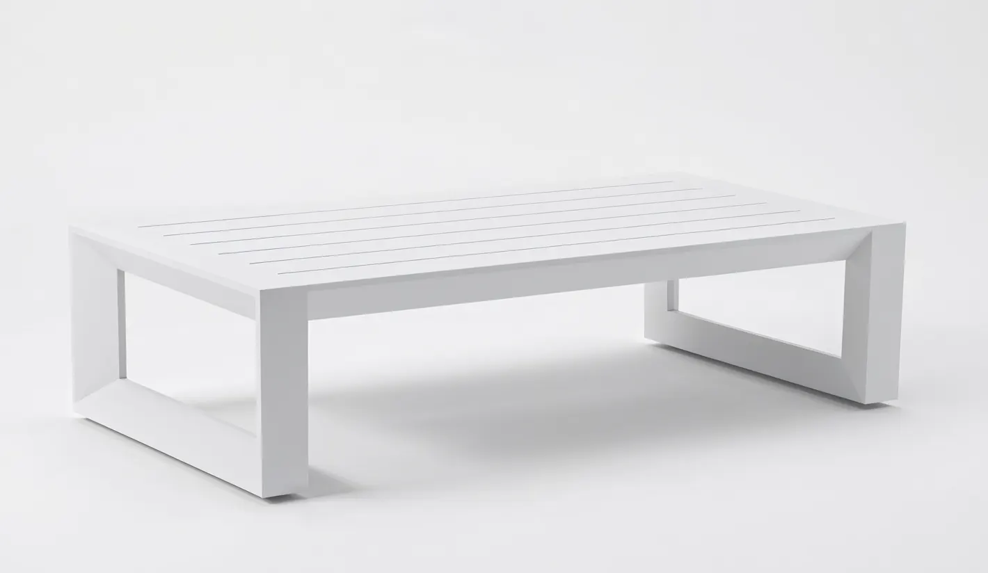 Mesa de aluminio blanca de centro
