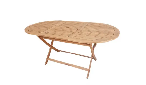 Mesa de madera de acacia ovalada plegable
