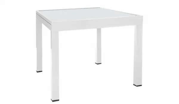 Mesa extensible 90 a 180 aluminio y cristal templado