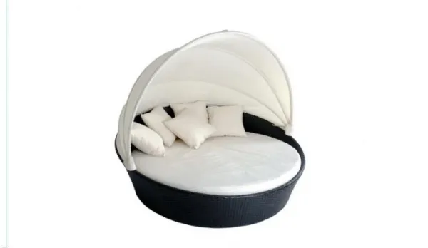Cama jardín exterior de rattan