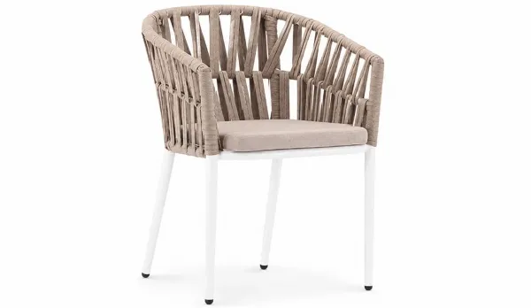 sillon de terraza aluminio y cuerda con cojin