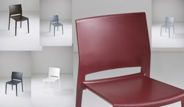 Silla de aluminio con tecnopolimero tapizable