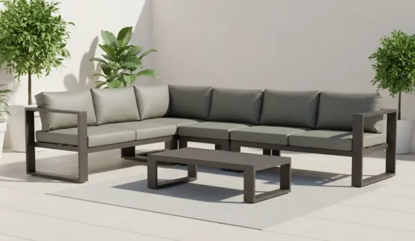 Rinconera en tejido náutico en gris