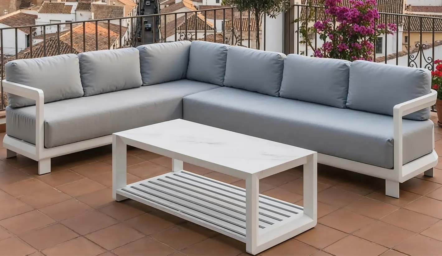 Rinconera de jardín de aluminio con cojines de OLEFIN