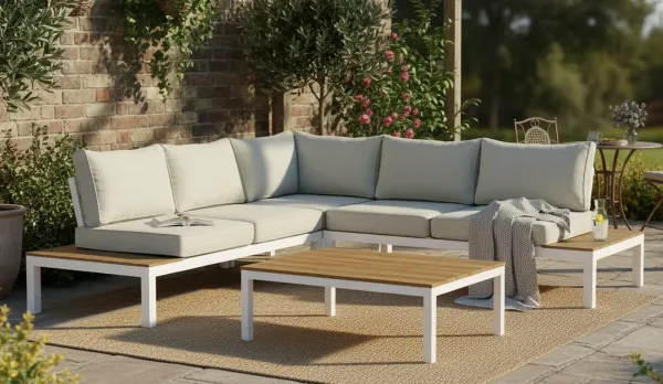 Esquinero aluminio blanco o antracita con madera técnica