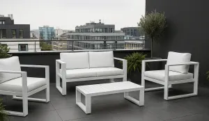 Set muebles de jardín en tejido náutico en blanco