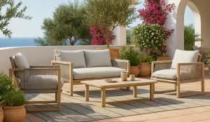 Set de terraza madera de acacia y cuerda