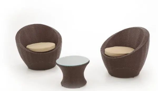 Set de Muebles de jardín 2 sillones y mesa centro Chocolate
