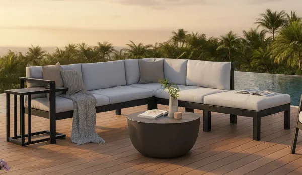 muebles de jardín - Rinconera de aluminio exterior - color blanco o grafito