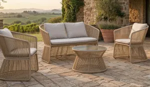 Set de sofás jardin con wicker