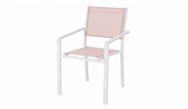 Silla de aluminio exterior en BLANCO con textilene TOPO