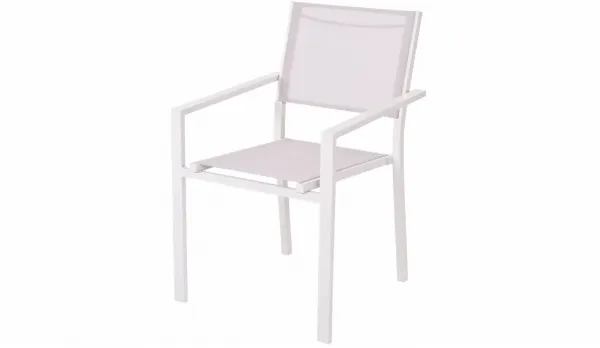 Silla de aluminio exterior en BLANCO con textilene PERLA