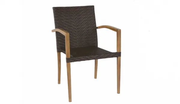 Silla aluminio imitando rattan con brazos - exterior