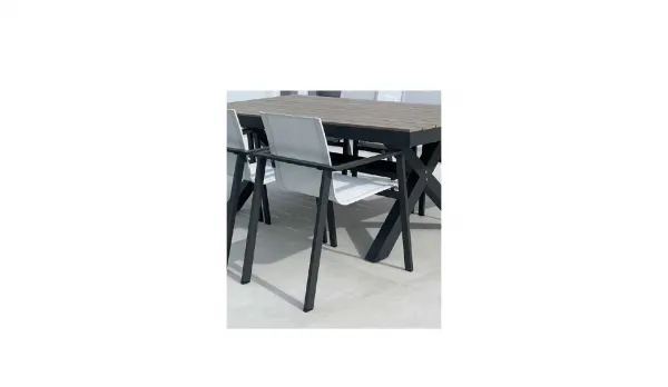 Sillón de jardín aluminio con textilene gris