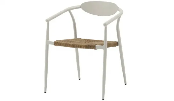 Silla apilable de aluminio color crema