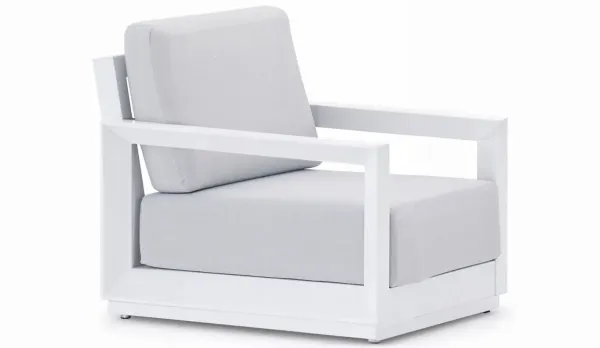 Sillon de 1 plaza aluminio blanco y cojines