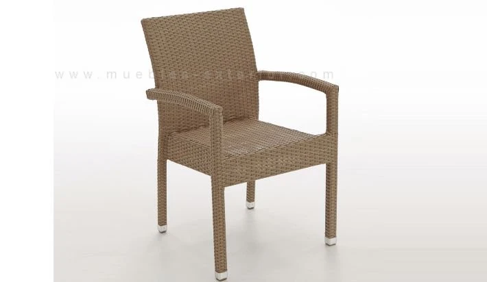 Silla de Jardín Apilbable, Wicker - Marrón