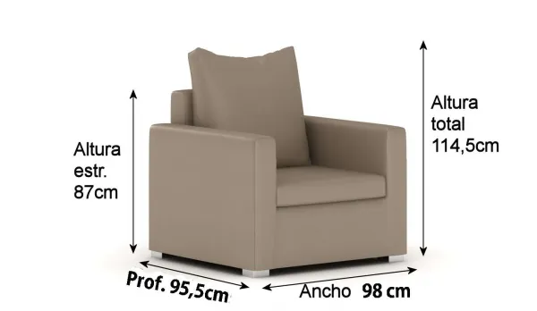 Sillón jardín respaldo alto "komfort" 1 plaza