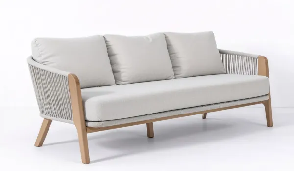 Sofá de jardín de 3 plazas de eucalipto Bussom