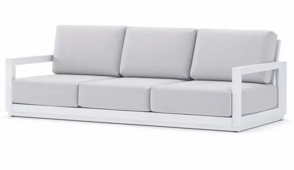 Sillon jardín de 3 plazas aluminio blanco y cojines