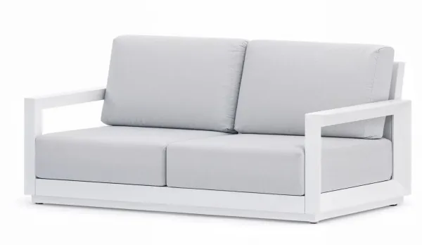 Sillon jardín de 2 plazas aluminio blanco y cojines