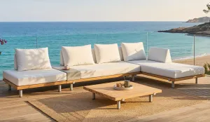 Set de jardín para 5 personas  aluminio y base de madera